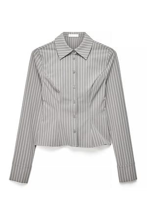 Grey Striped Striped Fitted Shirt