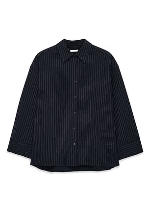Navy Stripe Skjorte i overstørrelse med striber