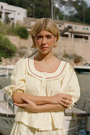 Yellow Stripe Striped Puffy Sleeve Blouse