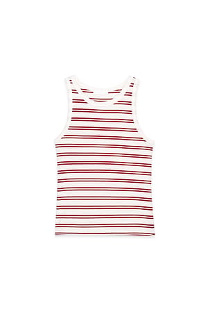White/Rust geripptes Tank-Top mit Streifen