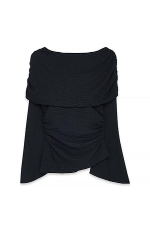 Black Strukturerad cape-topp