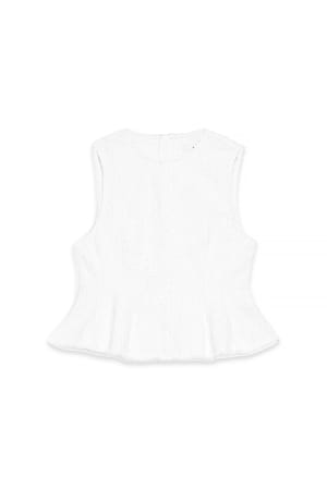 White Structured Detail Denim Top