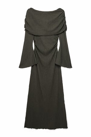Dark Green maxikleid mit strukturierter drapierung