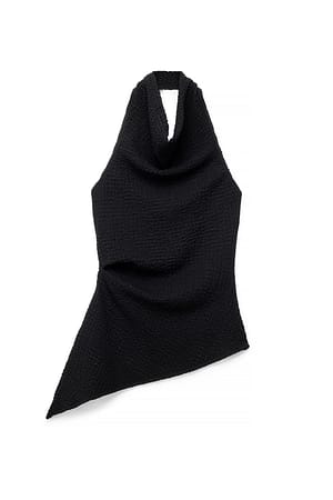 Black Struktureret top med halterneck