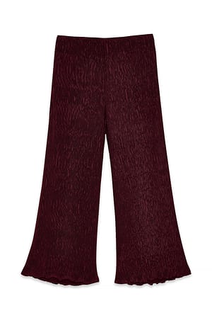 Burgundy Pantalon structuré à taille mi-haute
