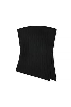 Black Gestructureerde tubetop met split aan de zijkant