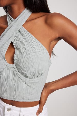 Blue Structured Wire Detail Top