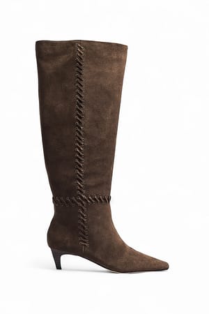 DK Brown Suede Knot Detail Boots