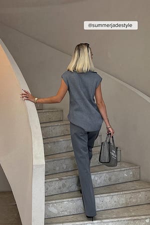 Grey Heavy Low Waist Suit Pants