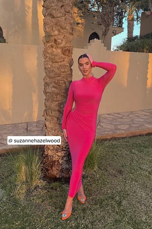 Cerise Side Cut Out Maxi Dress