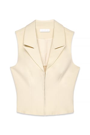 Cream Getailleerd gilet met V-hals