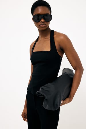 Black tailliertes Korsett-Top mit Neckholder