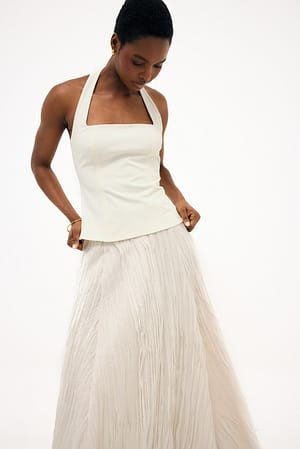 Cream Tailored Halterneck Corset Top