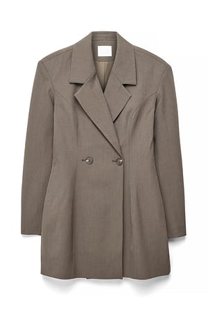 Taupe Maßgeschneidertes Sanduhr-Blazerkleid