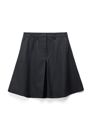 Washed Black Tailored Knee Length Midi Skirt