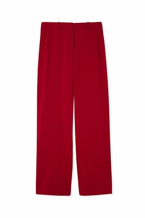 Red Tailored Mid Waist Pants