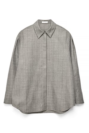 Dark Grey Melange Skræddersyet oversized skjorte