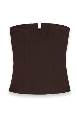 Brown Tailored Plunge Longline Corset