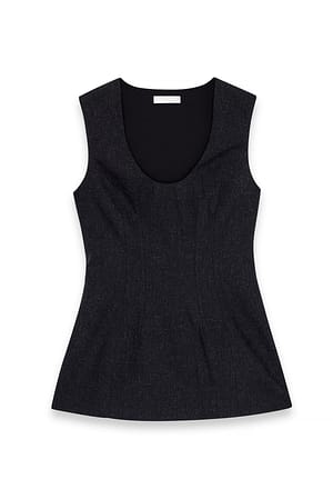 Grey Tailored Scooped Neckline Top