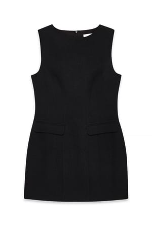 Black ärmelloses tailliertes Minikleid