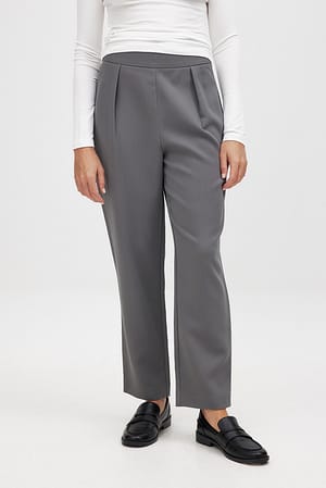 Grey Tapered High Waist Pants