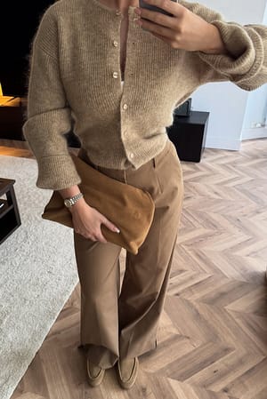 Beige Strikket cardigan i mohairblanding