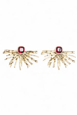 Gold Textured Gold Detailed Earrings