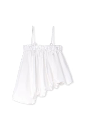 White Thin Strap Volume Singlet