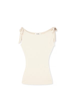 Beige Tie Detail Jersey Top