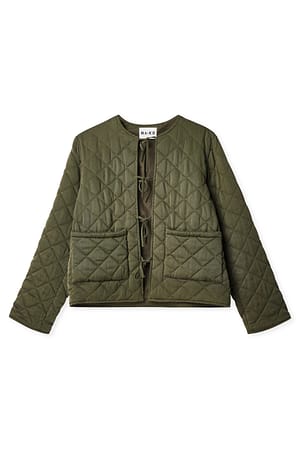 Khaki Chaqueta acolchada con detalle de lazo