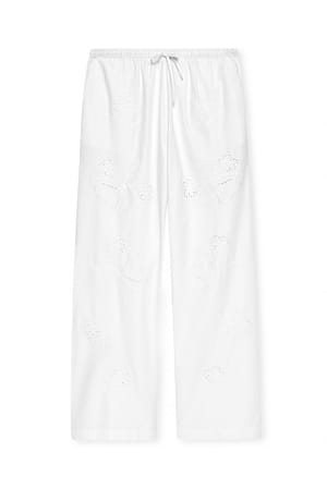 White Løstsiddende bukser med binding foran