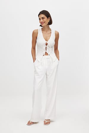 Offwhite Top con cierre delantero