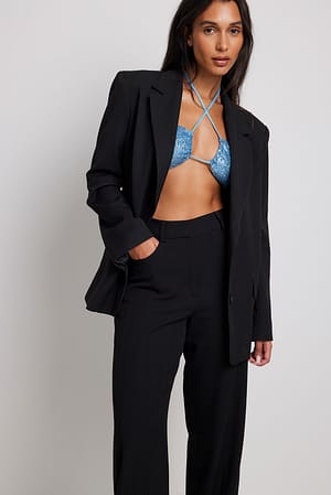 Blue Topp med paljetter med knytning vid halsen
