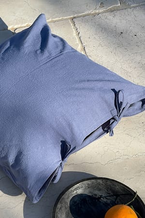 Blue Tied Cotton Cushion Cover