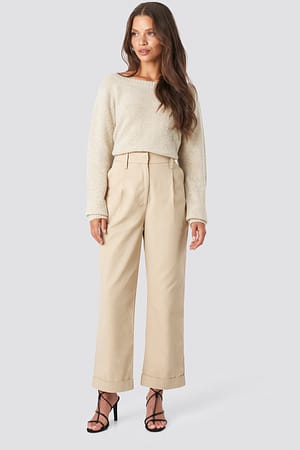 Beige Straight Cargo Pants