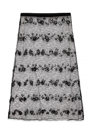 Black transparenter Maxi-Paillettenrock