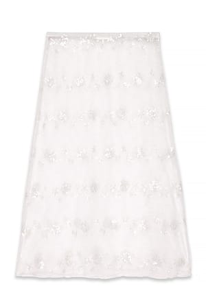 Offwhite transparenter Maxi-Paillettenrock