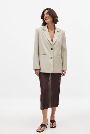 Brown Midikjol i transparent mesh