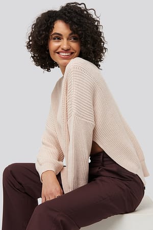 Powder Pink Bike Collar Slit Sweater