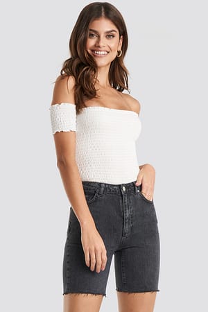 Black Biker Denim Shorts
