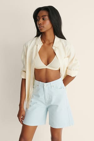 Blue Lange Denim-Shorts