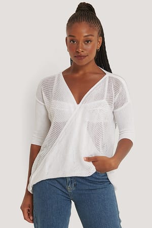 Ecru Detailed Double Breasted Sweater