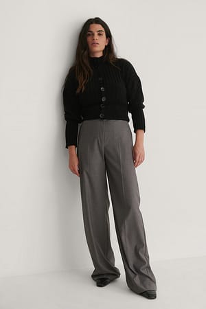 Black Double Knit Cardigan Top