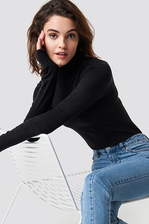 Black Fishing Collar Sweater