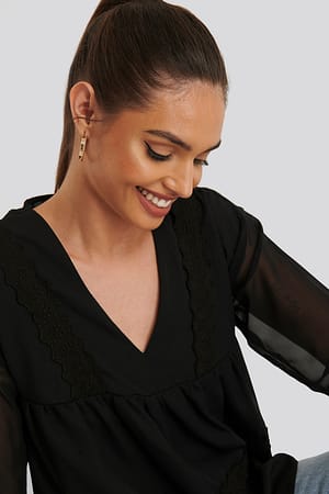 Black Kanten Blouse