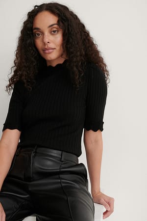 Black Neck Detail Top
