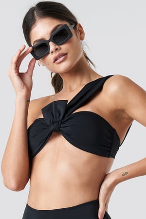 Black One Shoulder Bikini Top