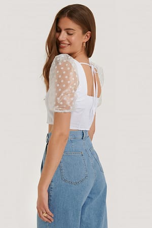 White Organza Detail Top
