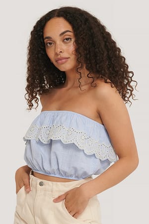 Blue Croppad Offshouldertopp