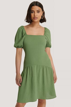 Khaki Sleeve Detail Midi Dress